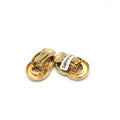 Celine Gold Tone Double Round Motif Women's Earrings