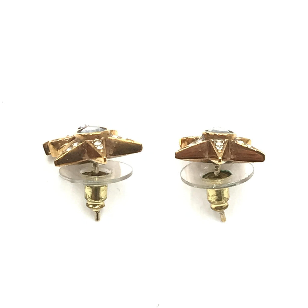 Chanel Gold Plated Star Coco Mark Earrings With Women's Rhinestones