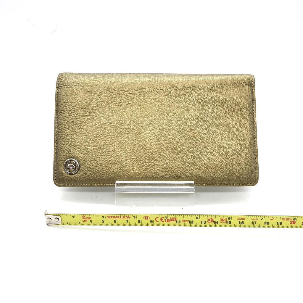 Chanel Gold Tone Caviar Leather Bifold Women's Wallet