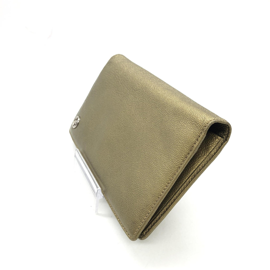 Chanel Gold Tone Caviar Leather Bifold Women's Wallet