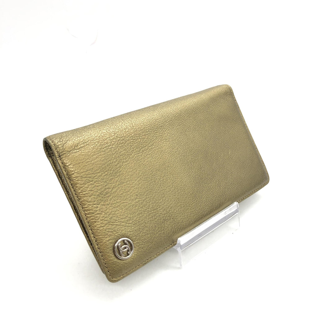 Chanel Gold Tone Caviar Leather Bifold Women's Wallet