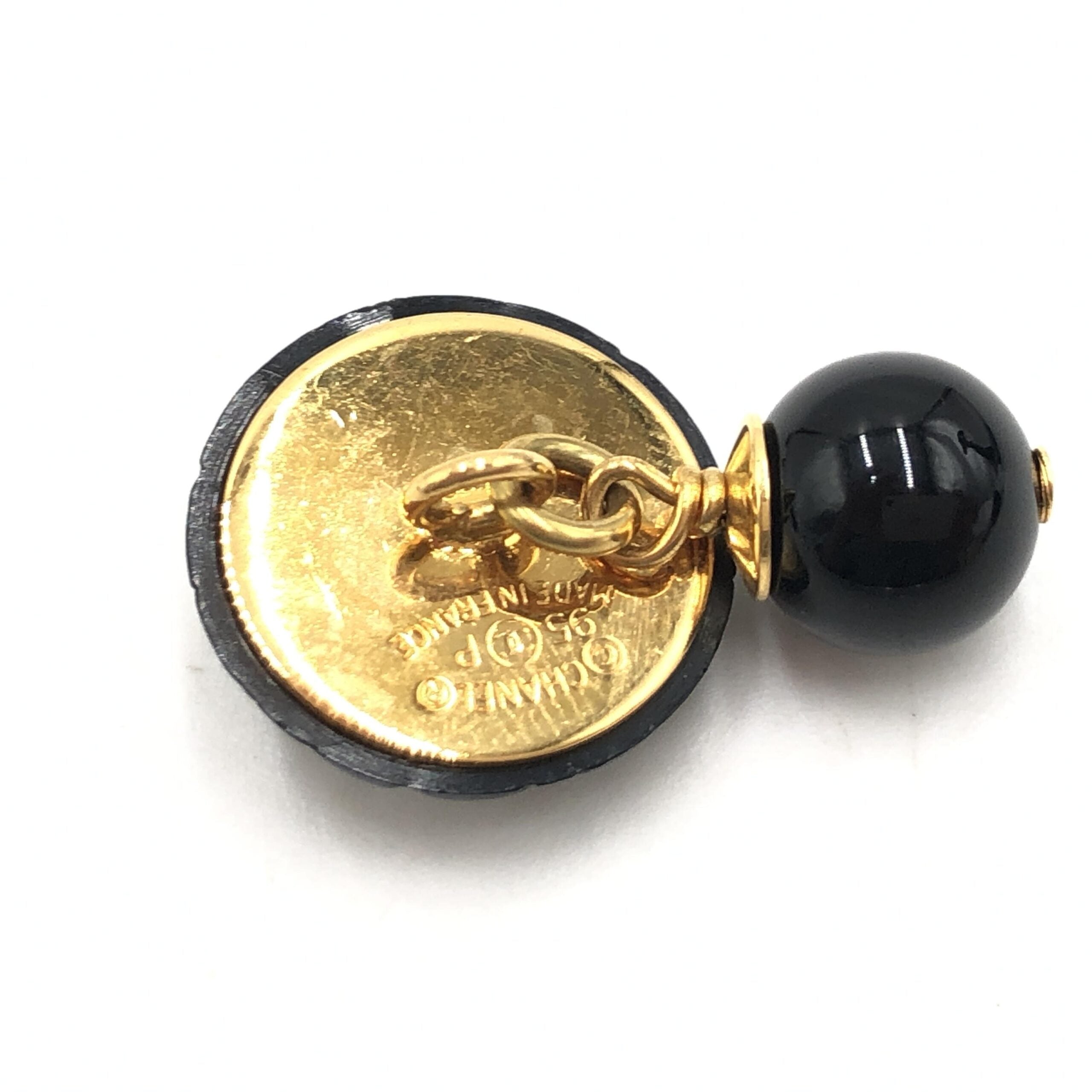 Chanel Matelasse Coco Mark Black Plastic Women's Cufflinks