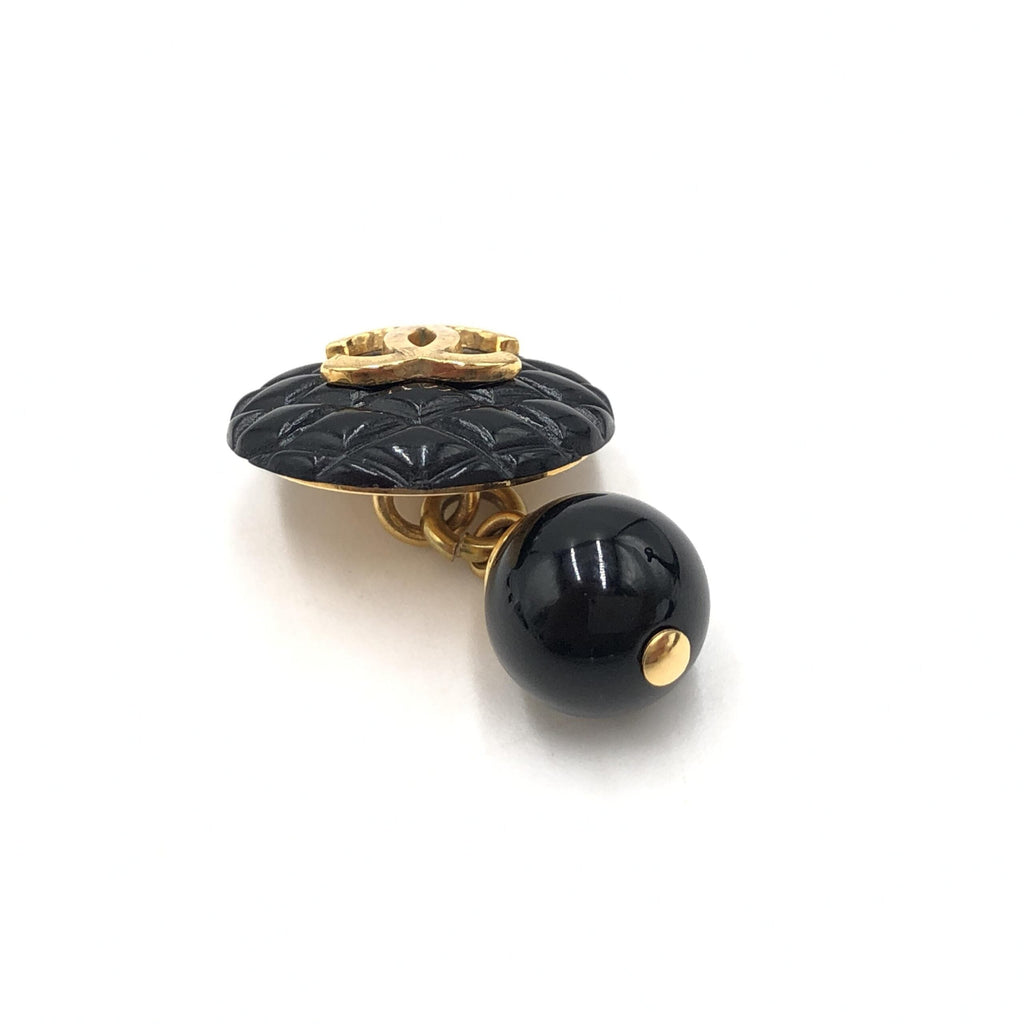 Chanel Matelasse Coco Mark Black Plastic Women's Cufflinks