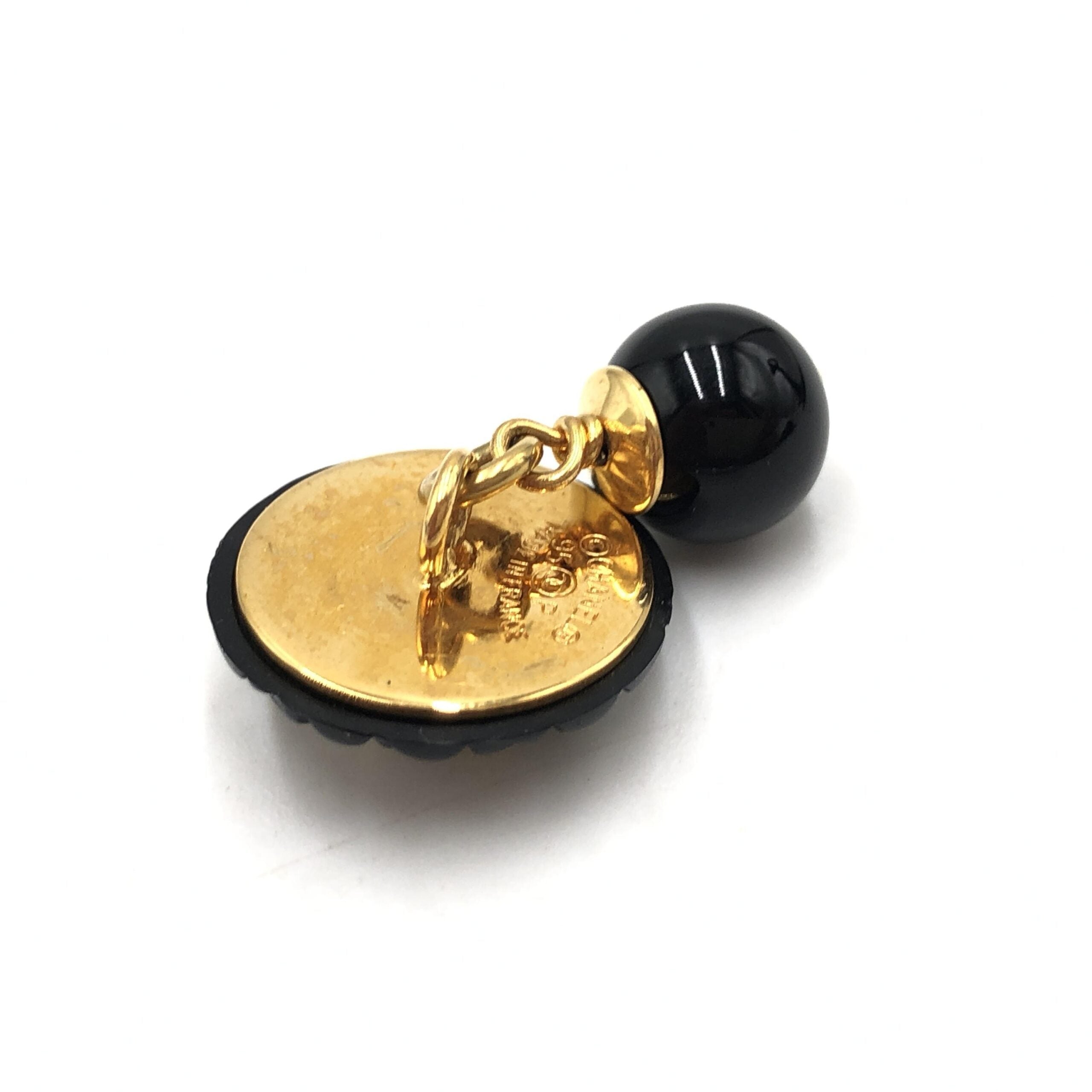 Chanel Matelasse Coco Mark Black Plastic Women's Cufflinks