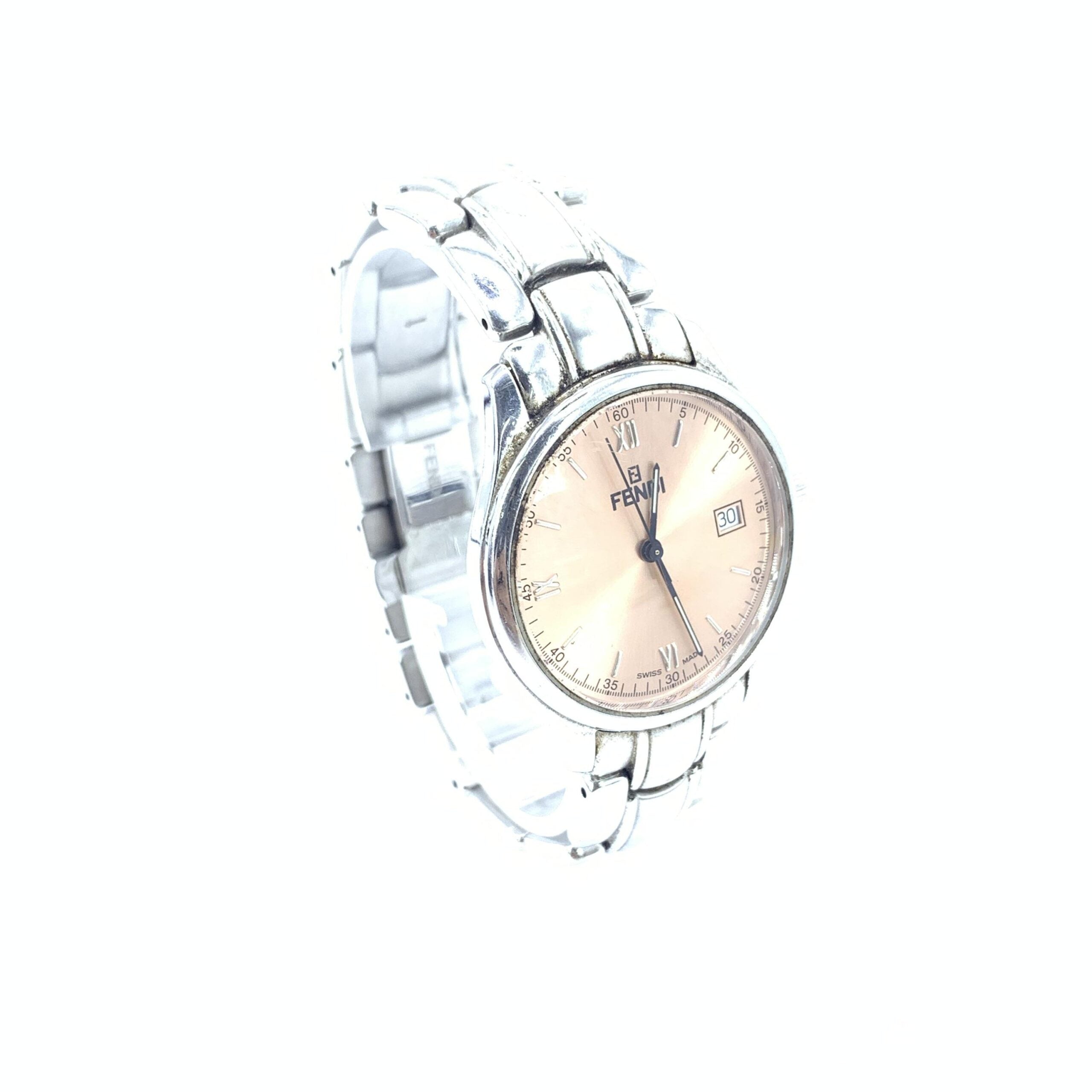 Fendi Pink Champagne Dial Quartz Watch, Stainless Women's Steel