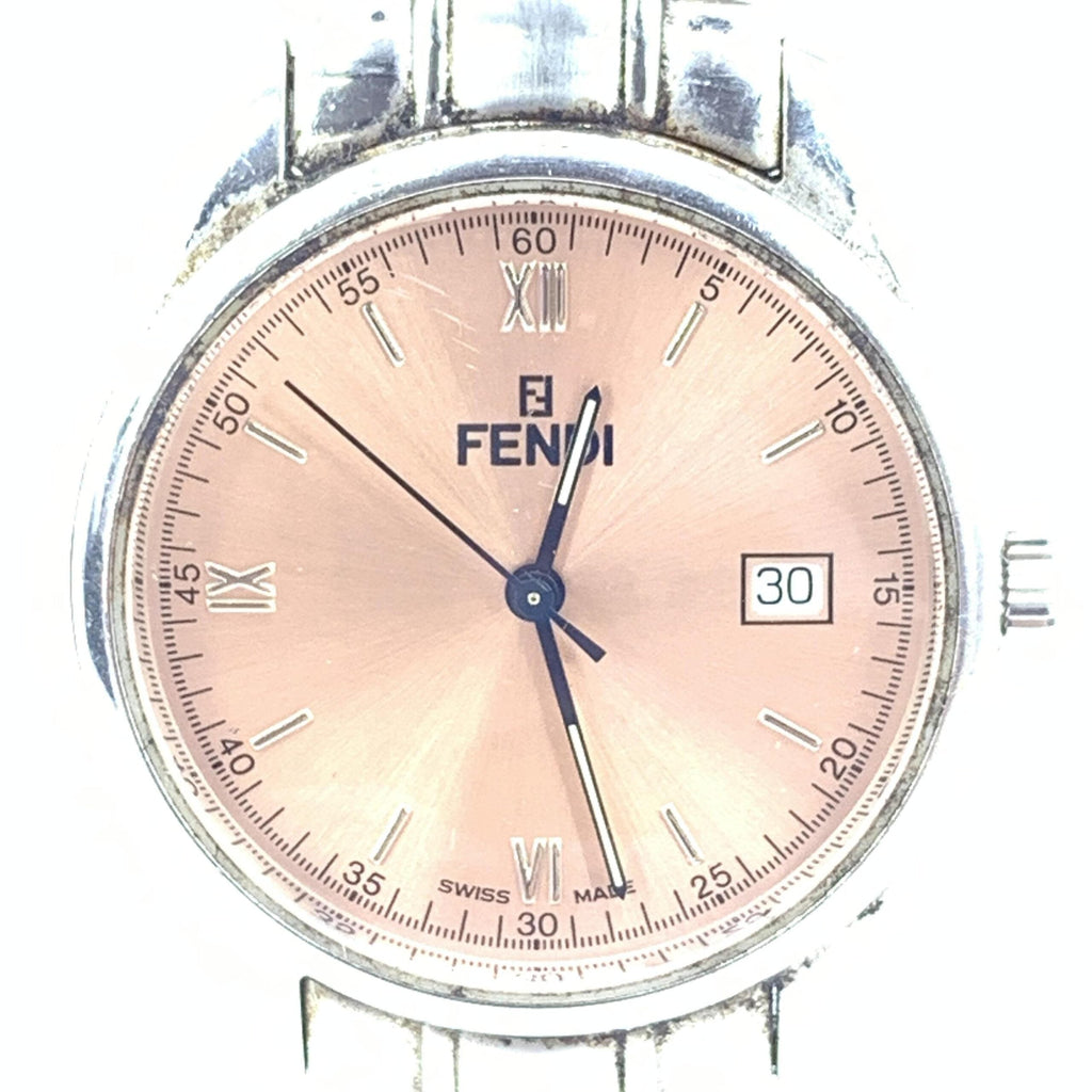 Fendi Pink Champagne Dial Quartz Watch, Stainless Women's Steel