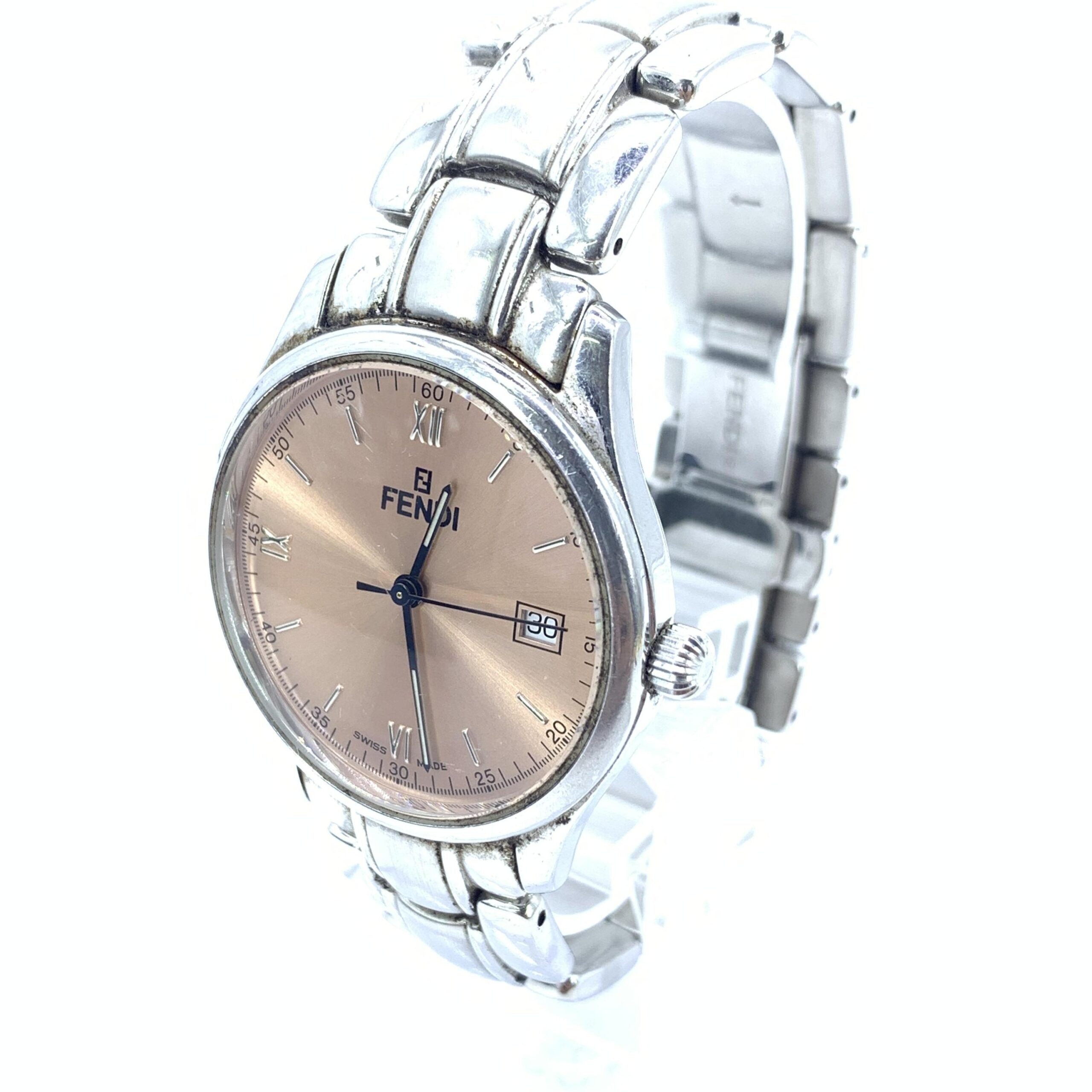 Fendi Pink Champagne Dial Quartz Watch, Stainless Women's Steel