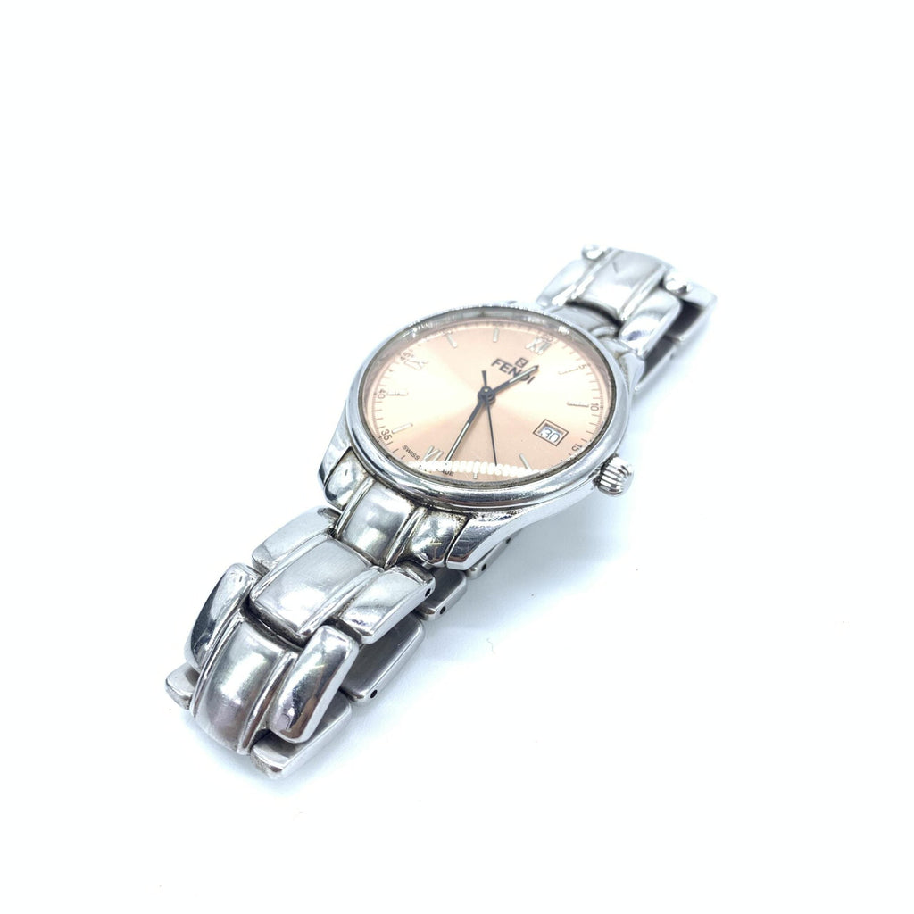 Fendi Pink Champagne Dial Quartz Watch, Stainless Women's Steel