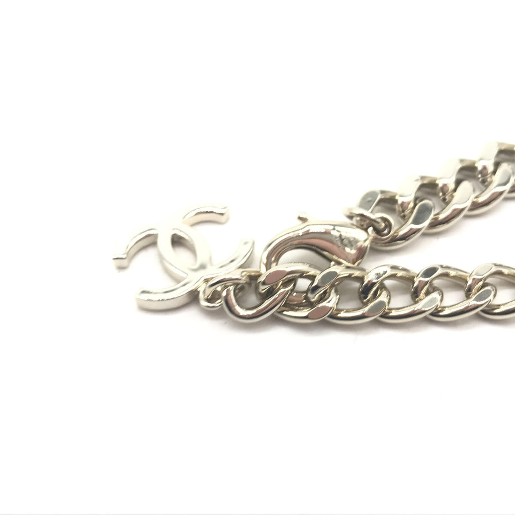 Chanel Silver Tone Curb Chain Link Women's Necklace