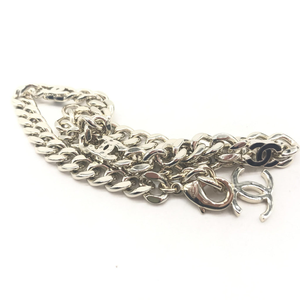 Chanel Silver Tone Curb Chain Link Women's Necklace