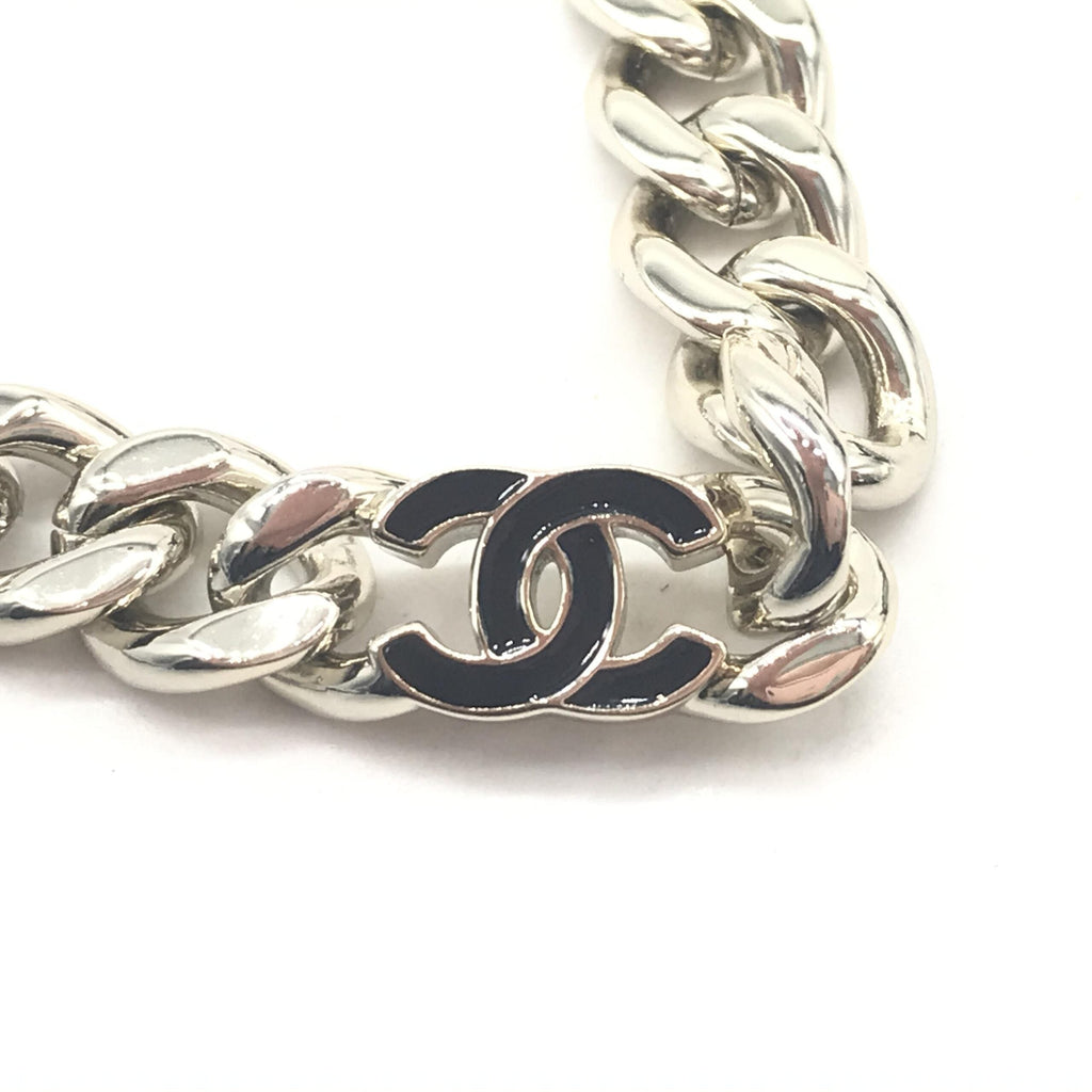 Chanel Silver Tone Curb Chain Link Women's Necklace