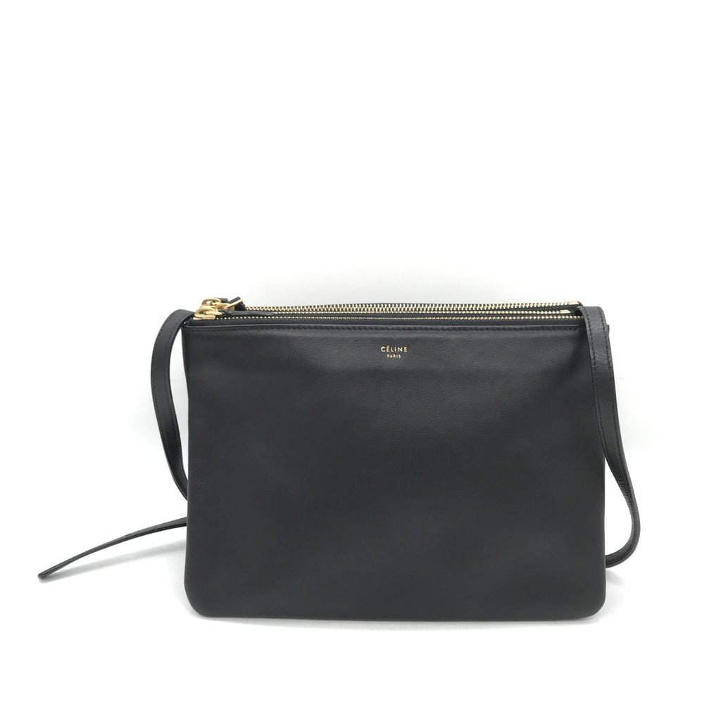 Celine Trio Black Leather Shoulder Women's Bag