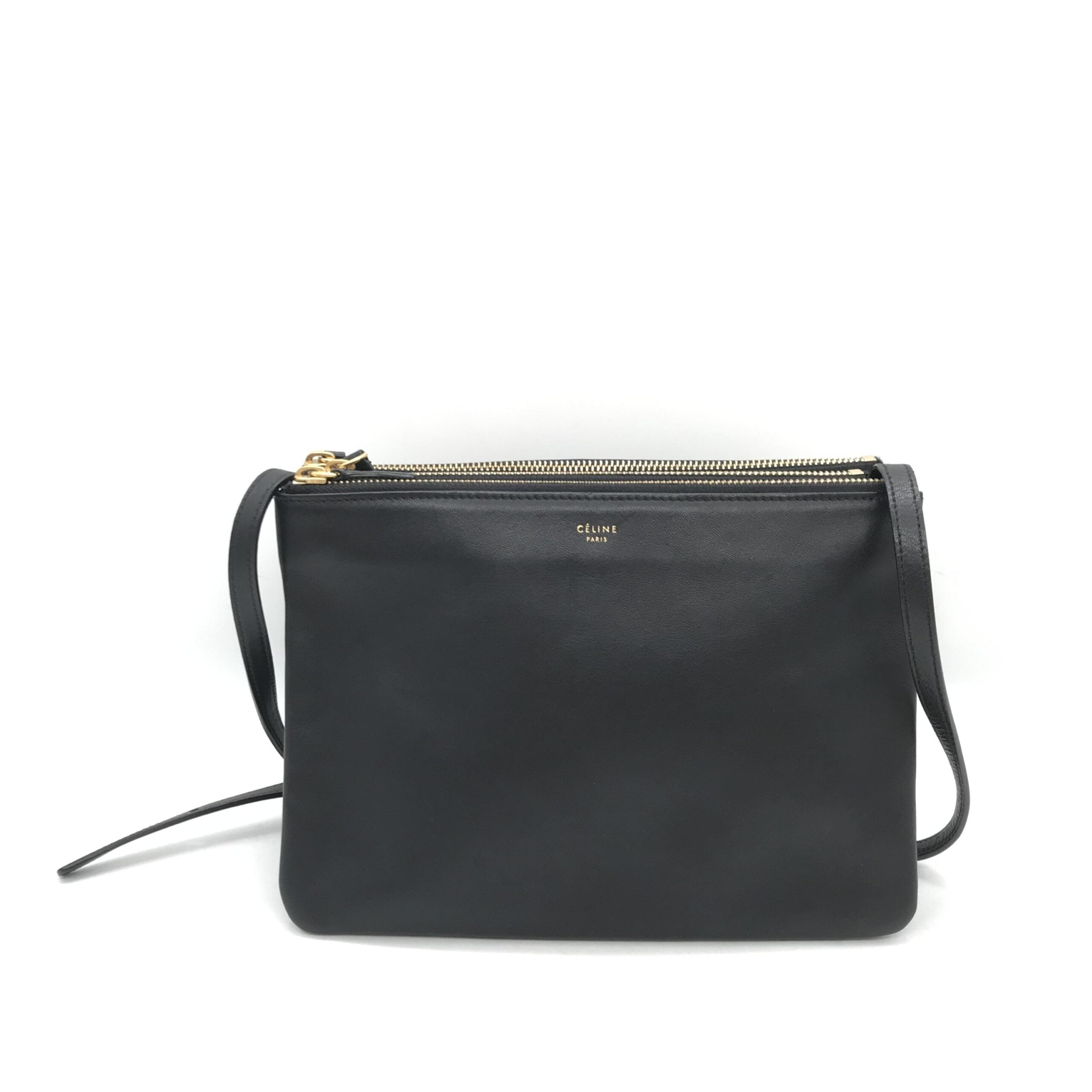 Celine Trio Black Leather Shoulder Women's Bag