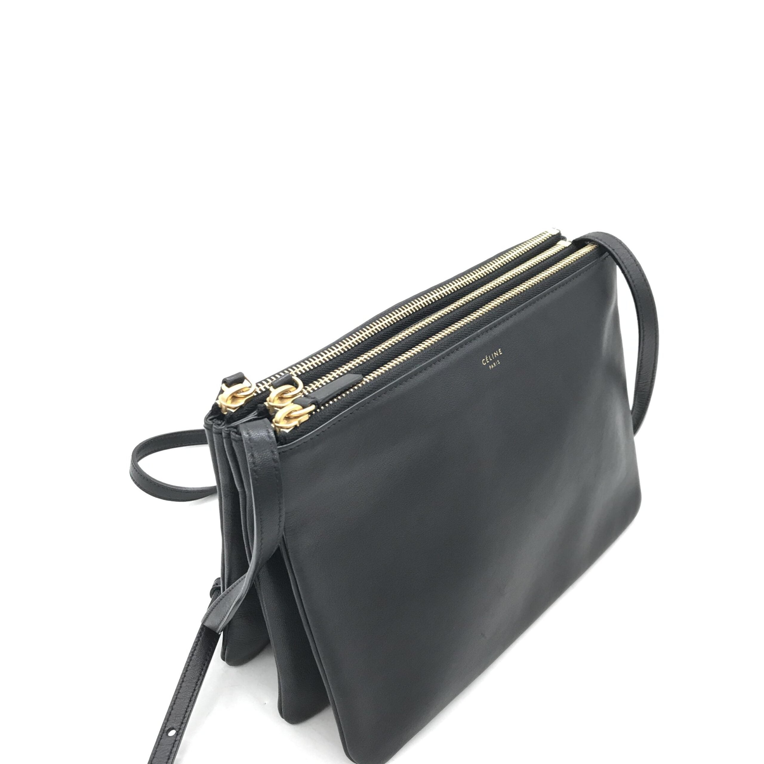 Celine Trio Black Leather Shoulder Women's Bag