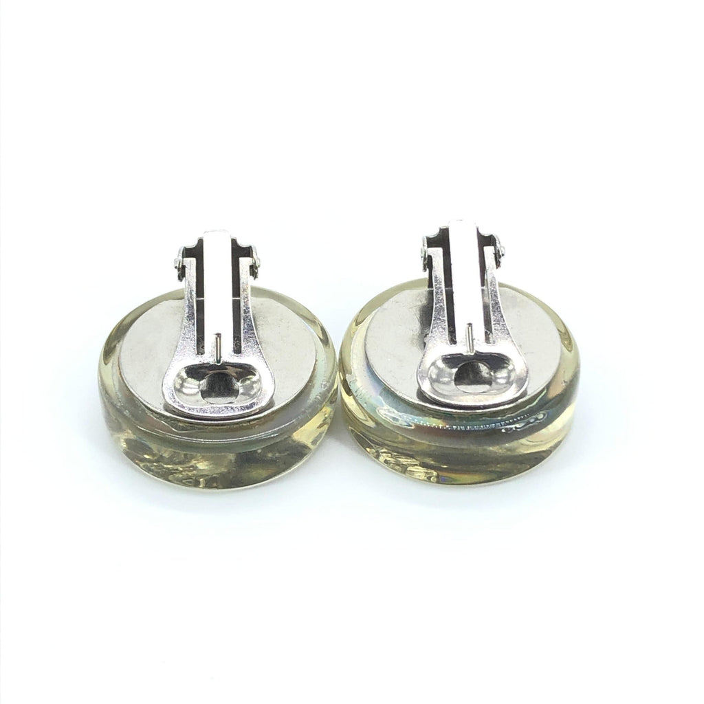 Chanel Vintage Holographic Logo Clip-On Women's Earrings
