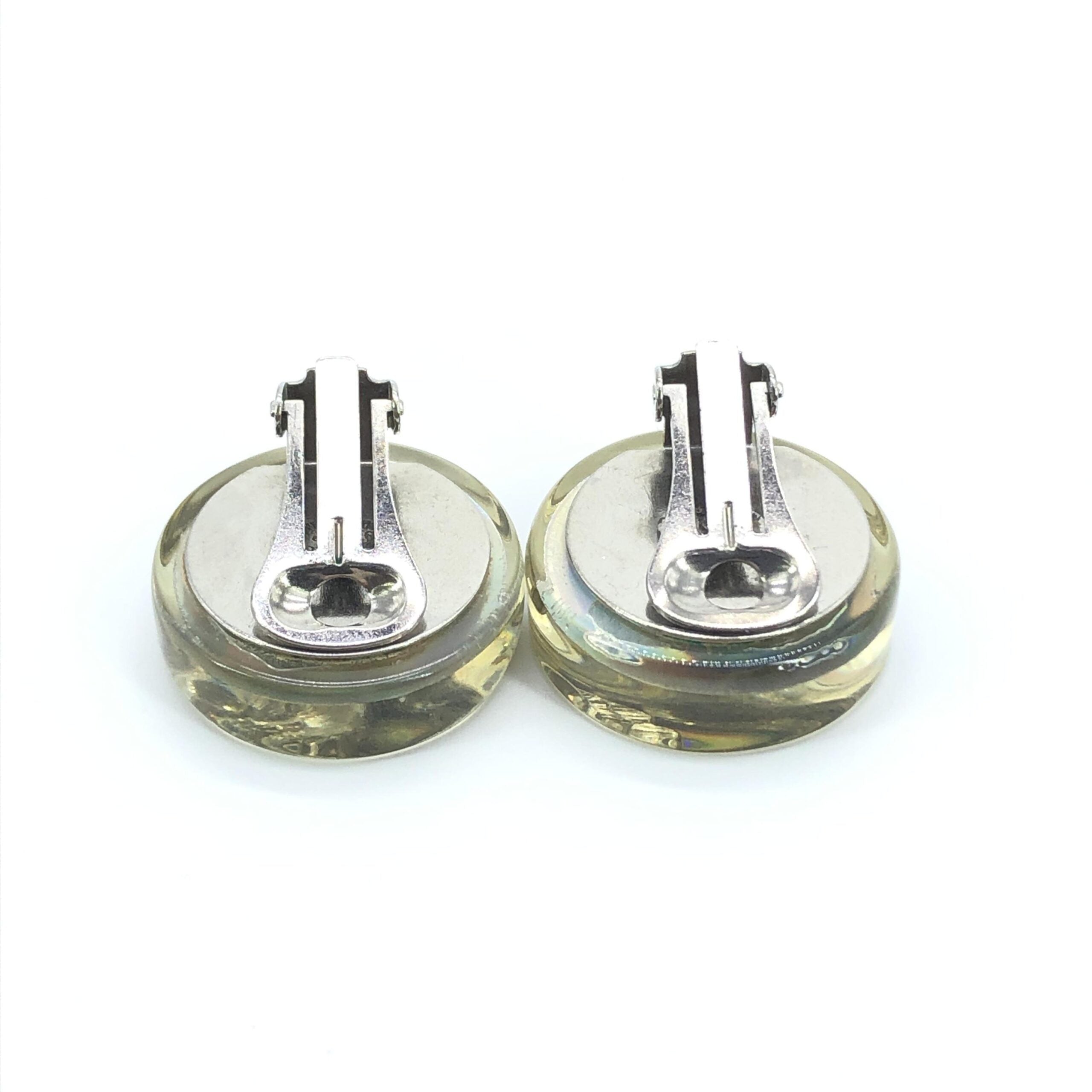 Chanel Vintage Holographic Logo Clip-On Women's Earrings