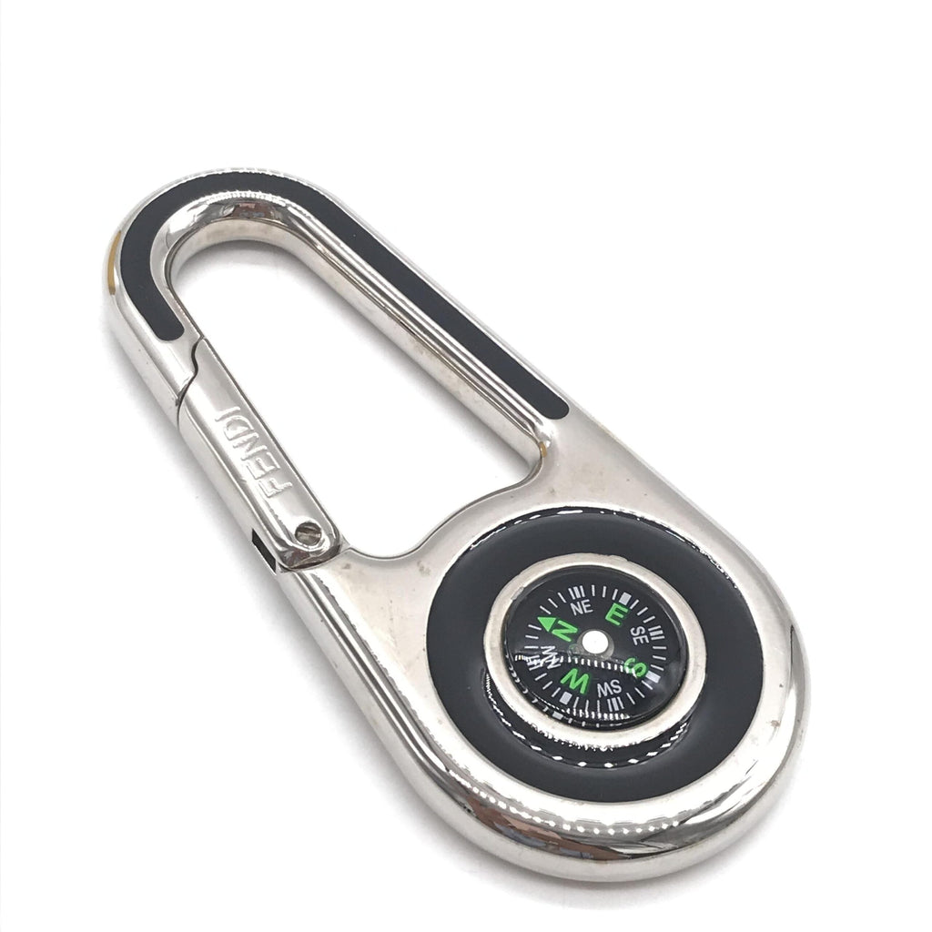 Fendi Silver Metal Compass Charm  Keychain