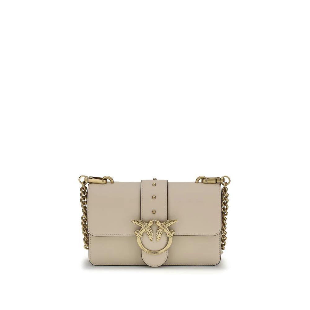 PINKO Beige Calf Leather Bos Taurus Shoulder Bag