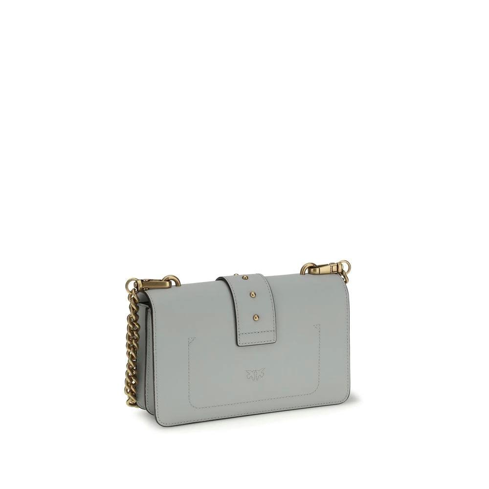 PINKO Gray Calf Leather Bos Taurus Shoulder Bag