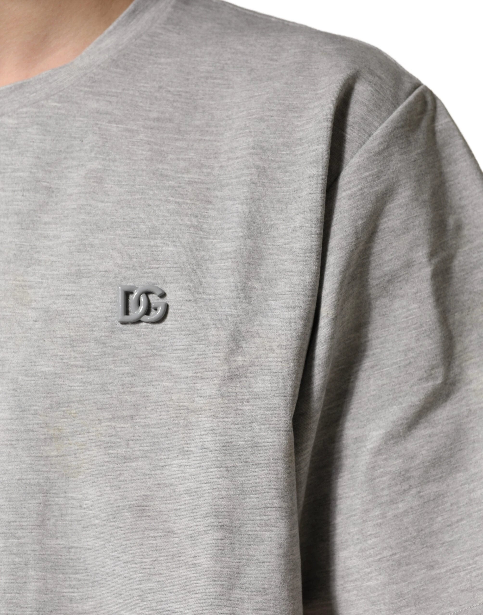 Dolce & Gabbana Grey Cotton Crewneck Short Sleeve T-Shirt