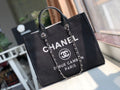 Chanel Deauville Tote Canvas Bag Black For Women, Women’s Handbags, Shoulder Bags 15in/38cm A66941