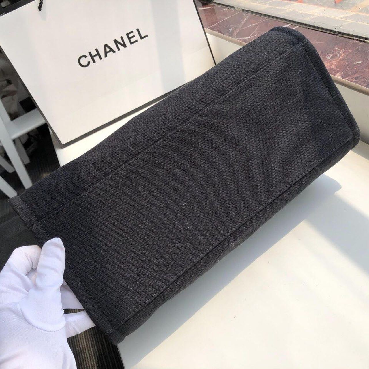 Chanel Deauville Tote Canvas Bag Black For Women Handbags, Shoulder Bags 15in/38cm A66941