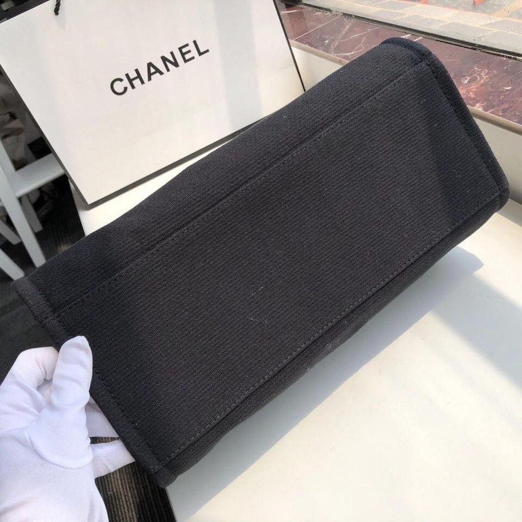 Chanel Deauville Tote Canvas Bag Black For Women, Women’s Handbags, Shoulder Bags 15in/38cm A66941