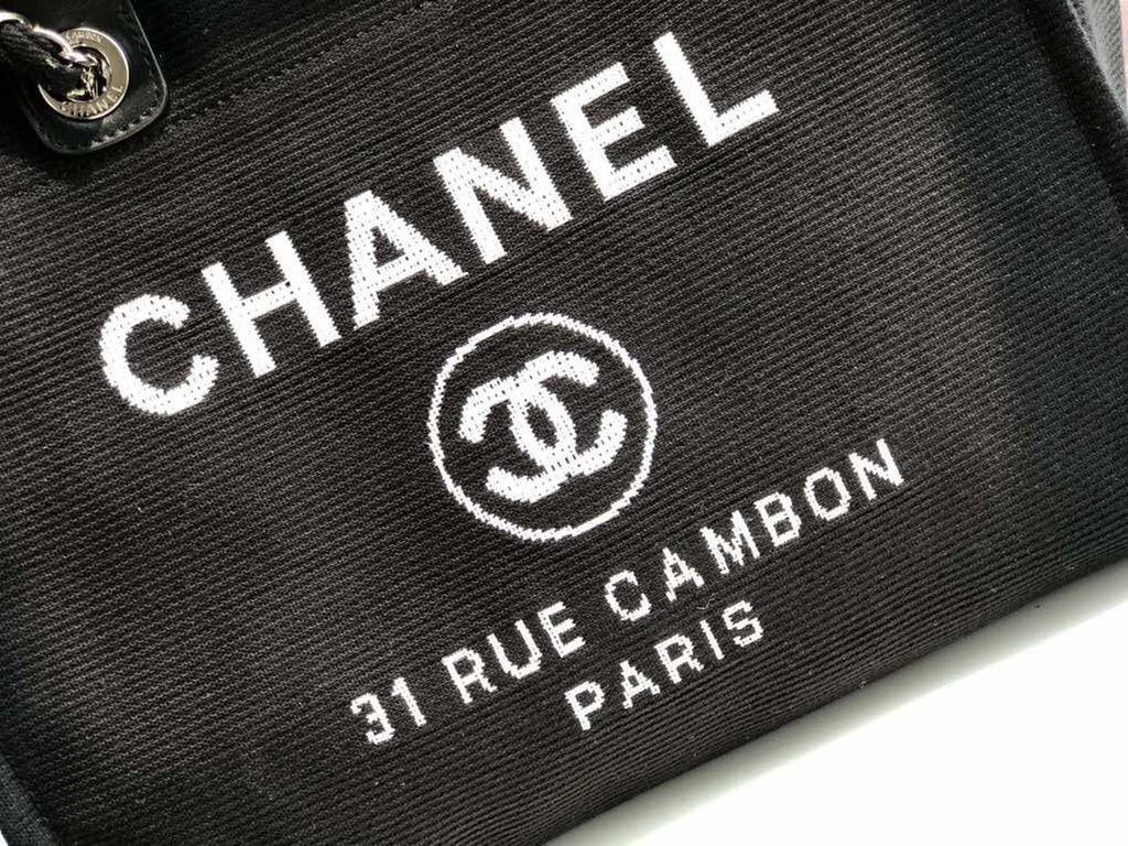Chanel Deauville Tote Canvas Bag Black For Women Handbags, Shoulder Bags 15in/38cm A66941
