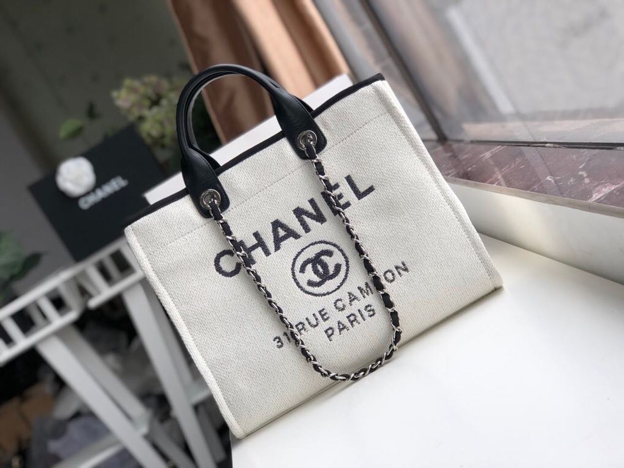 ChanelSmall Shopping Bag SiLouis Vuittoner Hardware White For Women Handbags, Shoulder Bags 15.2in/39cm AS3257
