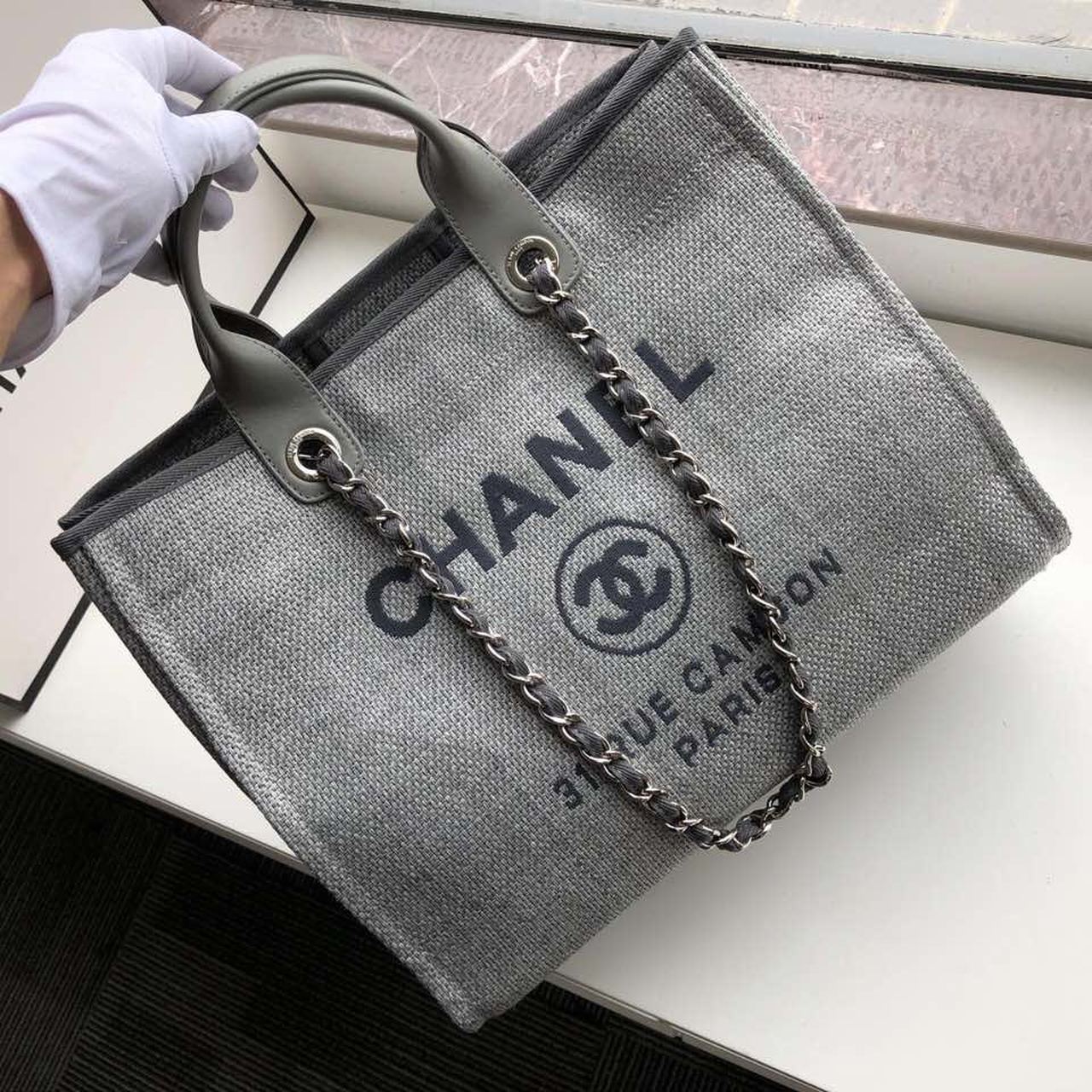 ChanelSmall Shopping Bag SiLouis Vuittoner Hardware Grey For Women Handbags, Shoulder Bags 15.2in/39cm AS3257
