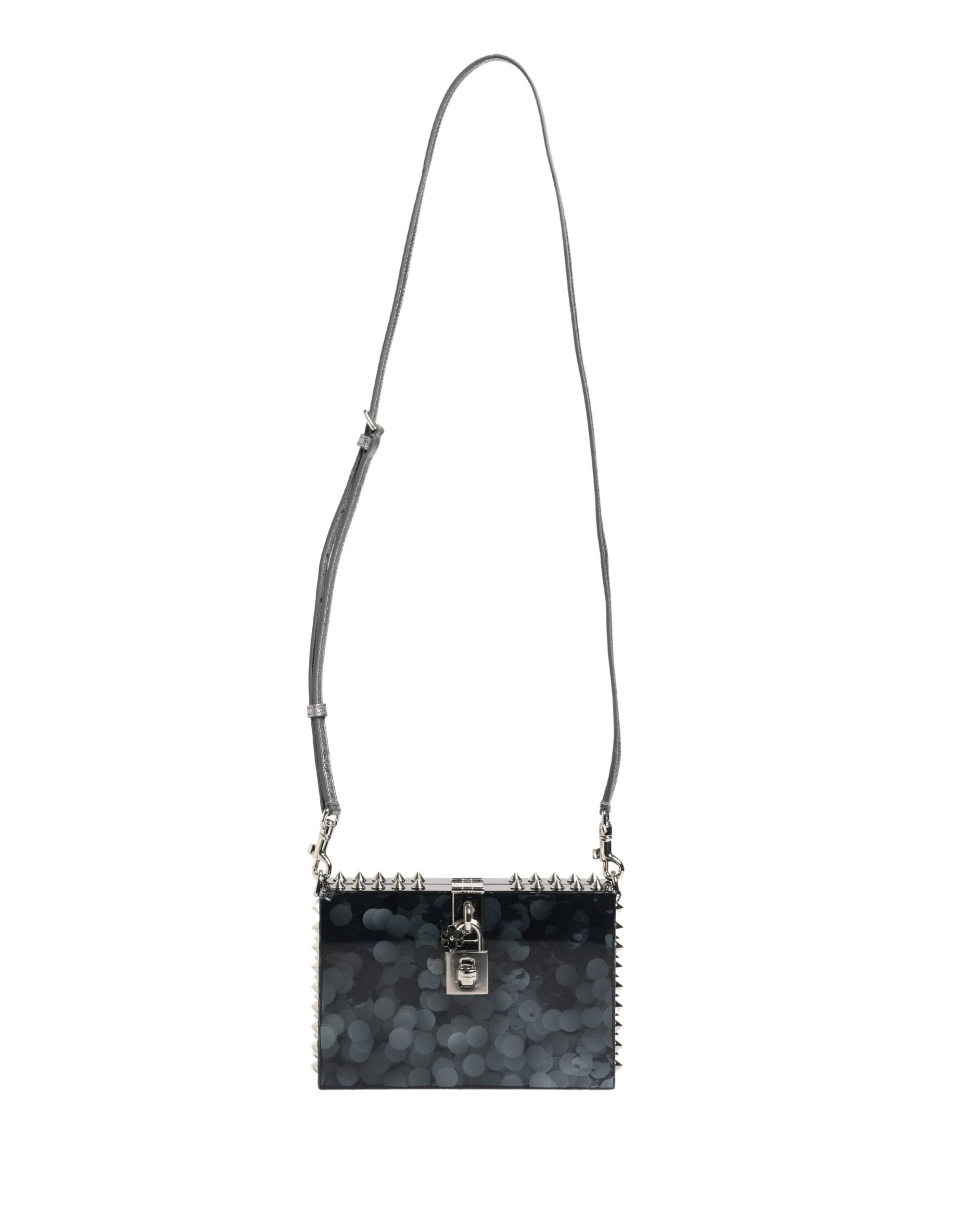 Dolce & Gabbana Black Acrylic Plexiglass Studded DOLCE BOX Clutch Bag