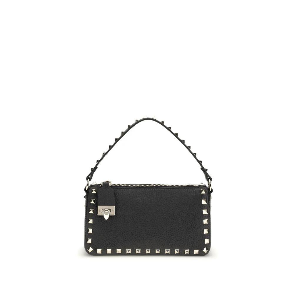 Valentino Garavani Black Calf Leather Bos Taurus Shoulder Bag