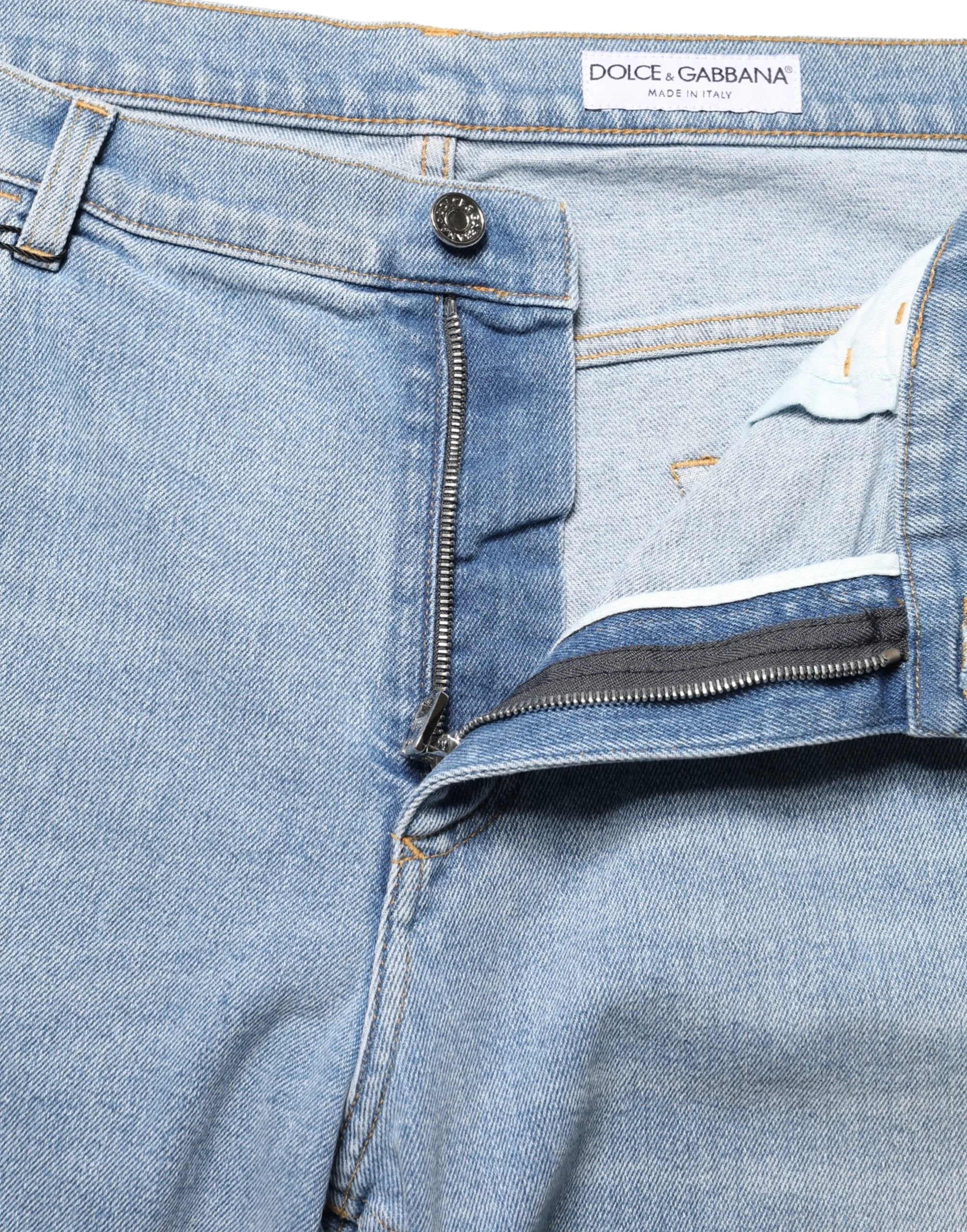 Dolce & Gabbana Light Blue Washed Loose Cotton Denim Jeans
