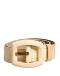 Prada Beige Leather Logo Wide Waist Women Square Buckle Women's Belt