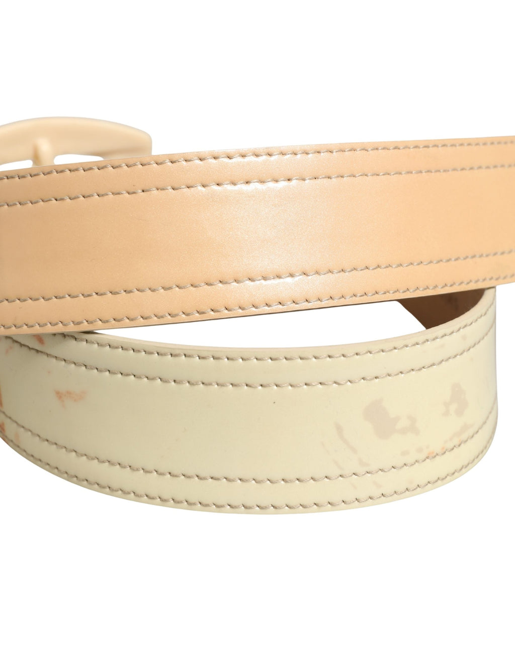 Prada Beige Leather Logo Wide Waist Women Square Buckle Women's Belt