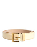 Prada Beige Leather Logo Waist Women Gold Metal Buckle Women's Belt