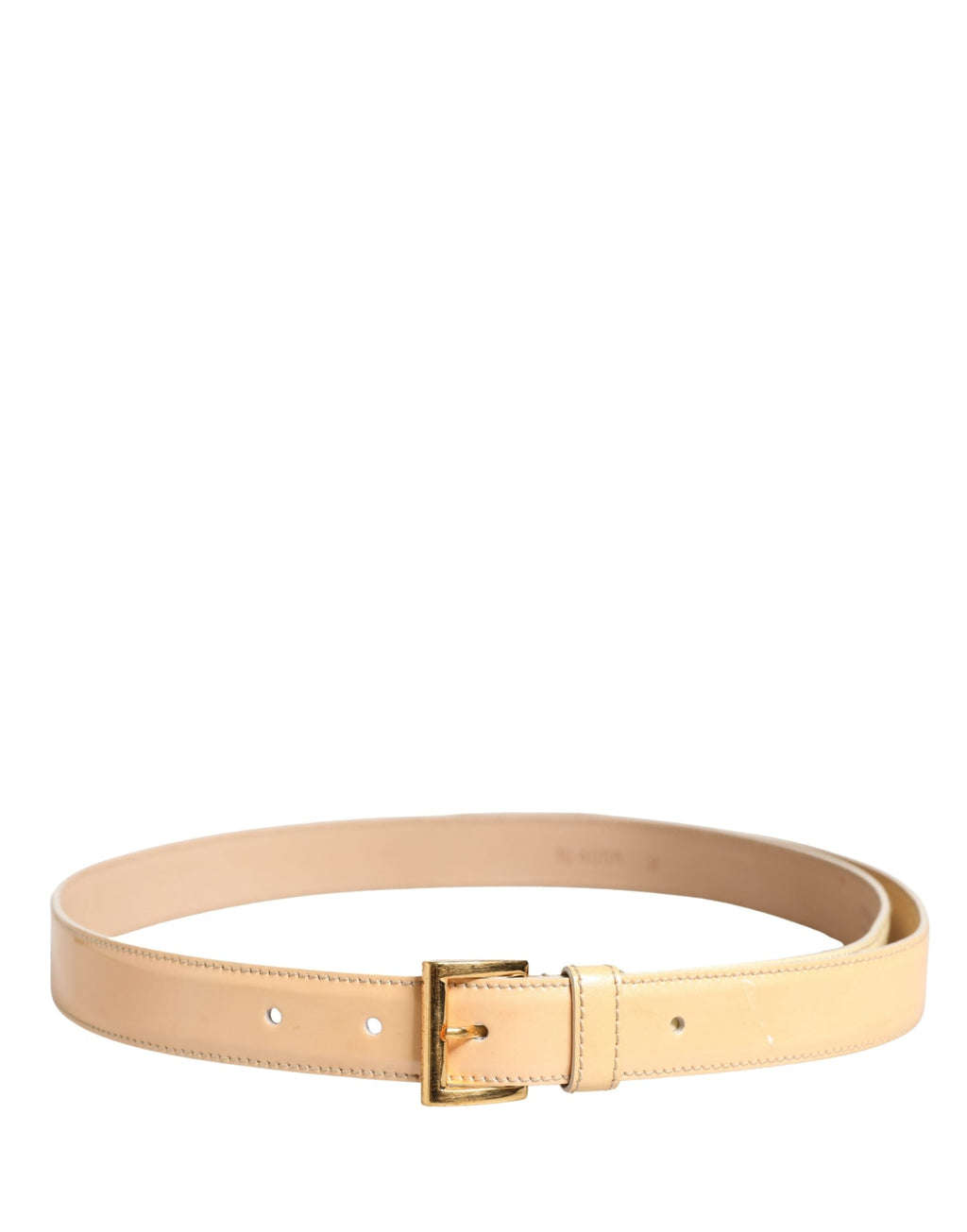 Prada Beige Leather Logo Waist Women Gold Metal Buckle Women's Belt