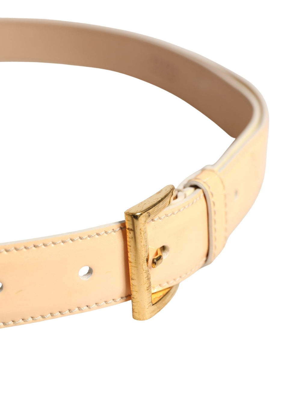 Prada Beige Leather Logo Waist Women Gold Metal Buckle Women's Belt