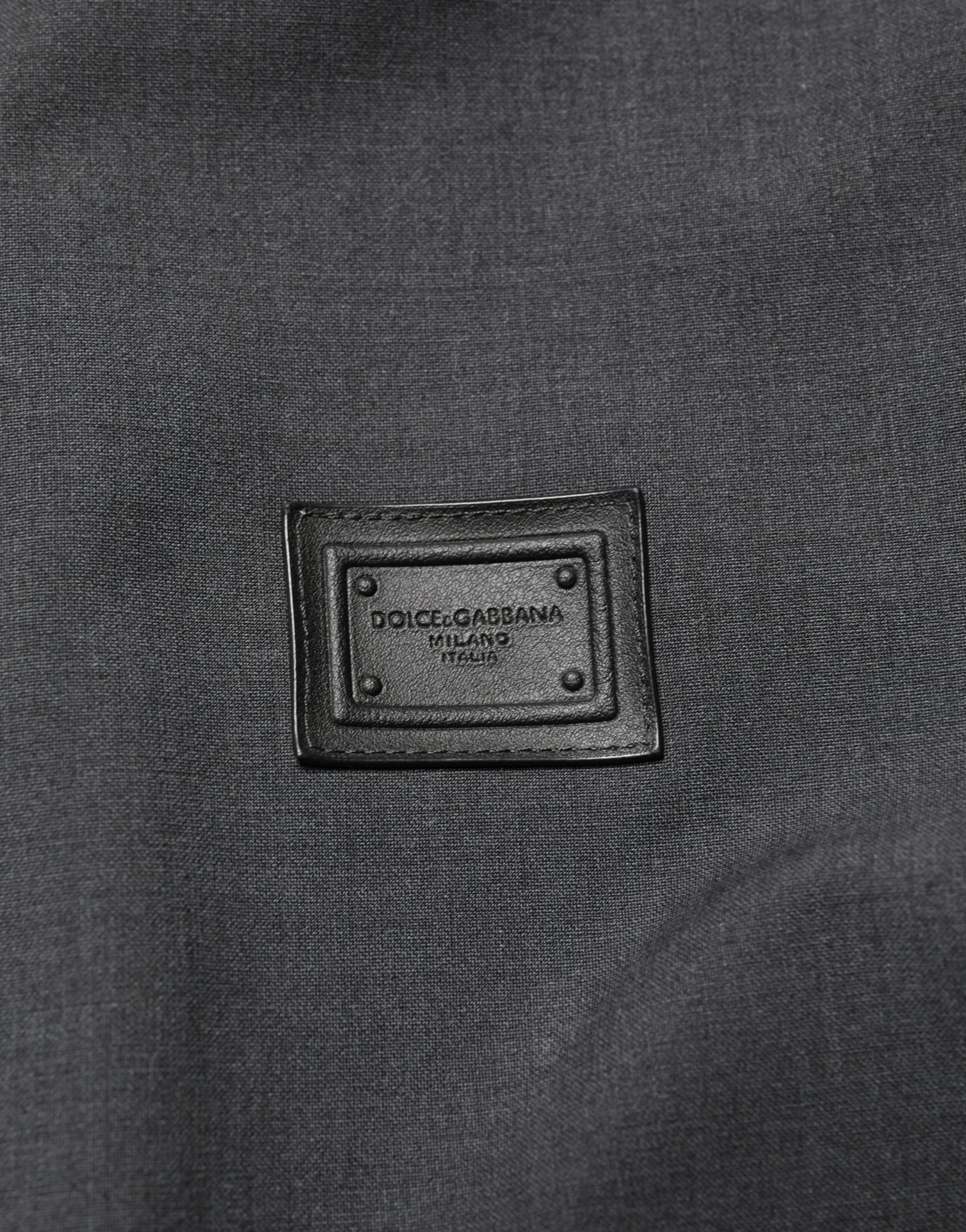 Dolce & Gabbana Black Wool Logo Full Zip Men Bomber Jacket