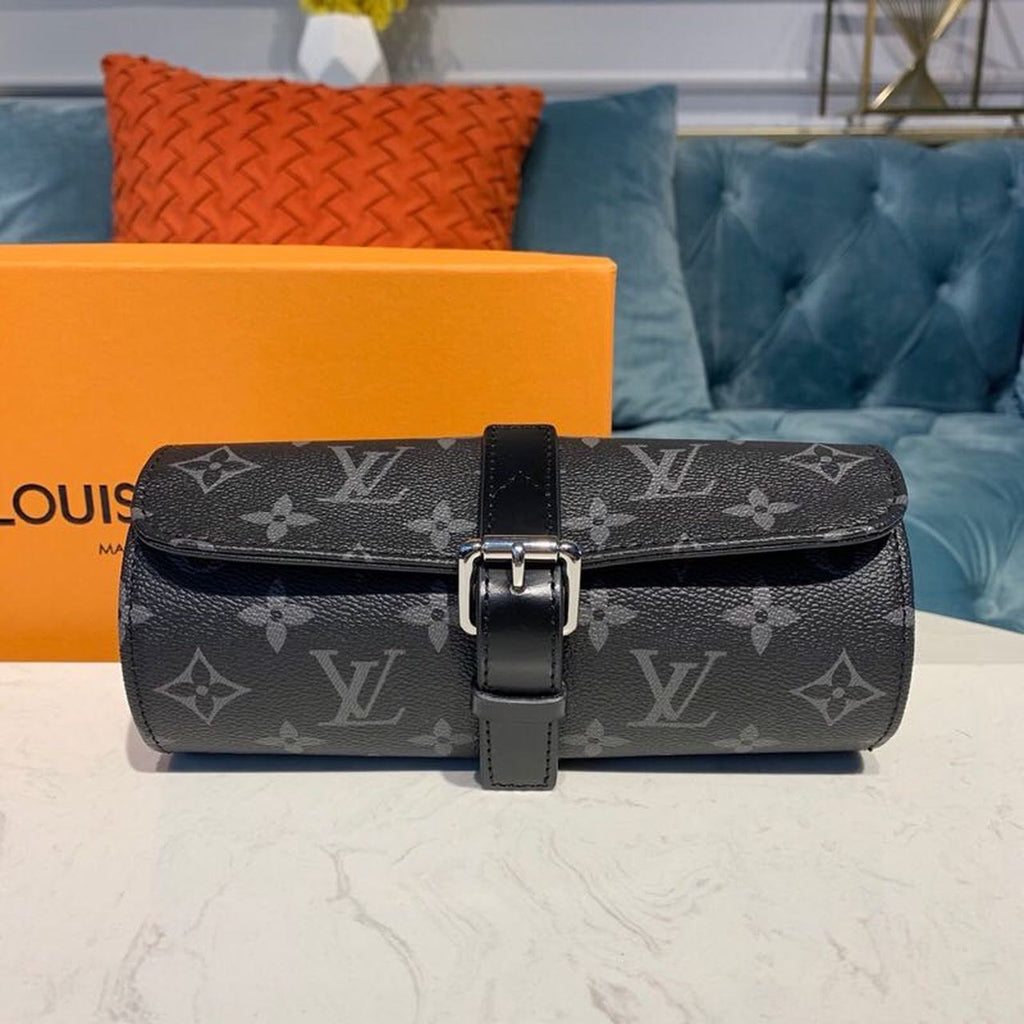 Top Quality 3 Watch Case Monogram Eclipse Canvas For MLB, Bags, LuGucciage 7.9in/20cm Top Quality M43385