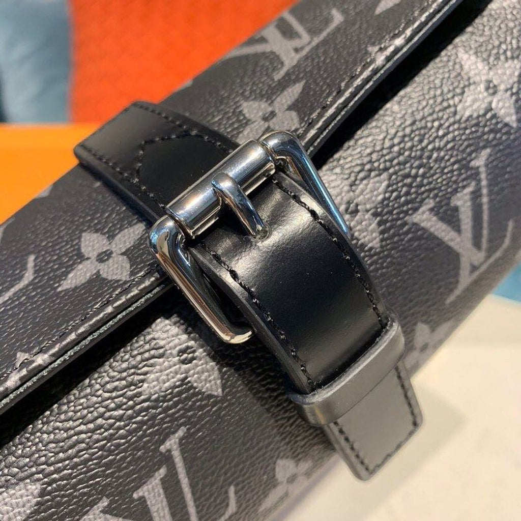 Top Quality 3 Watch Case Monogram Eclipse Canvas For MLB, Bags, LuGucciage 7.9in/20cm Top Quality M43385
