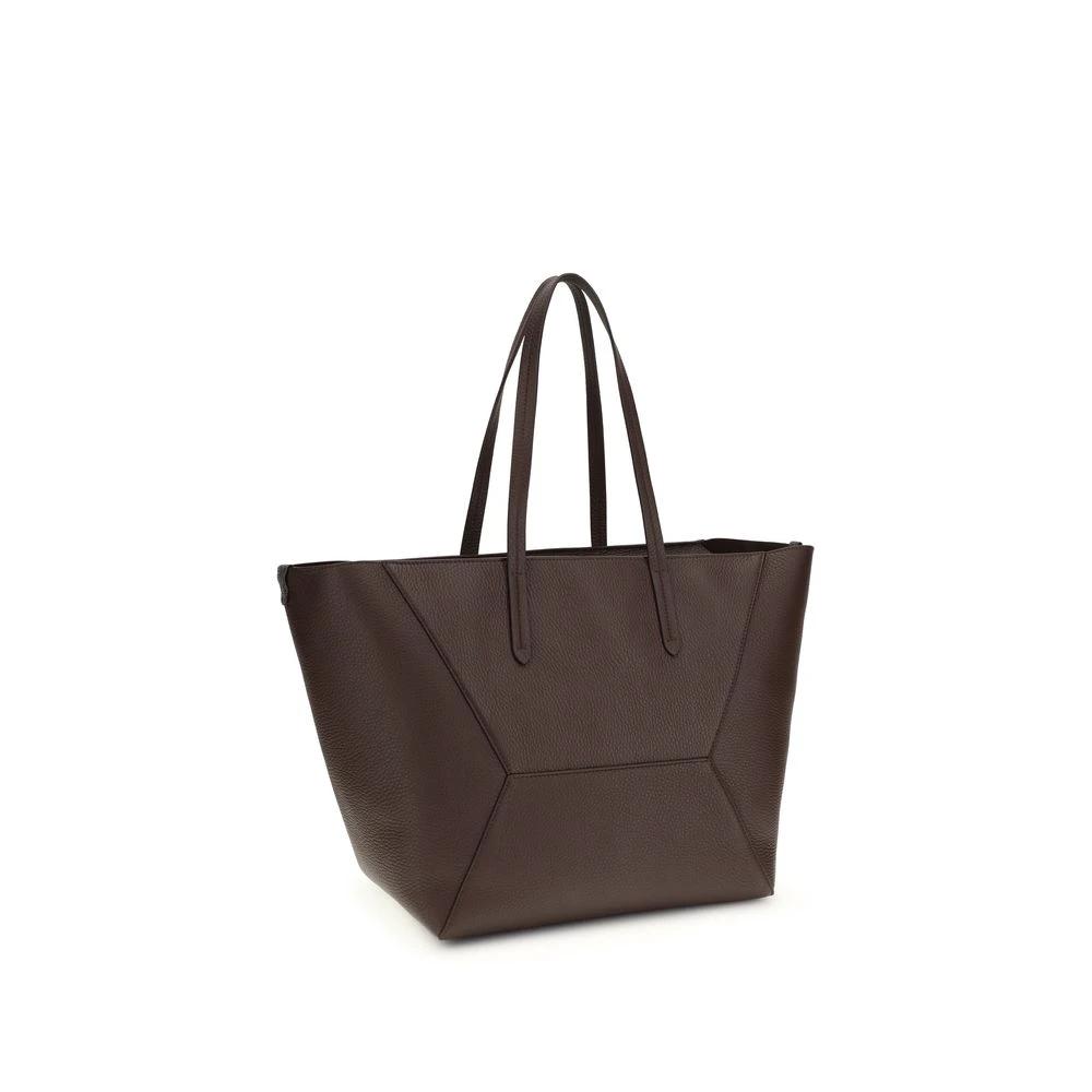 Brunello Cucinelli Brown Calf Leather Bos Taurus Shoulder Bag