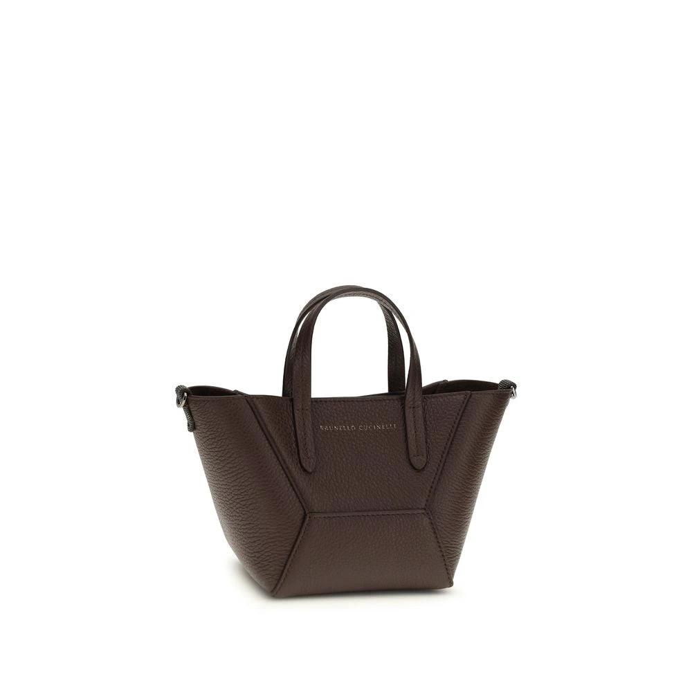 Brunello Cucinelli Bordeaux Calf Leather Bos Taurus Shoulder Bag