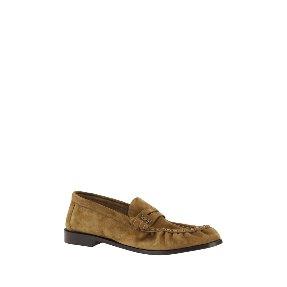 Saint Laurent Brown Calf Leather Bos Taurus Slip-On Men's Loafers