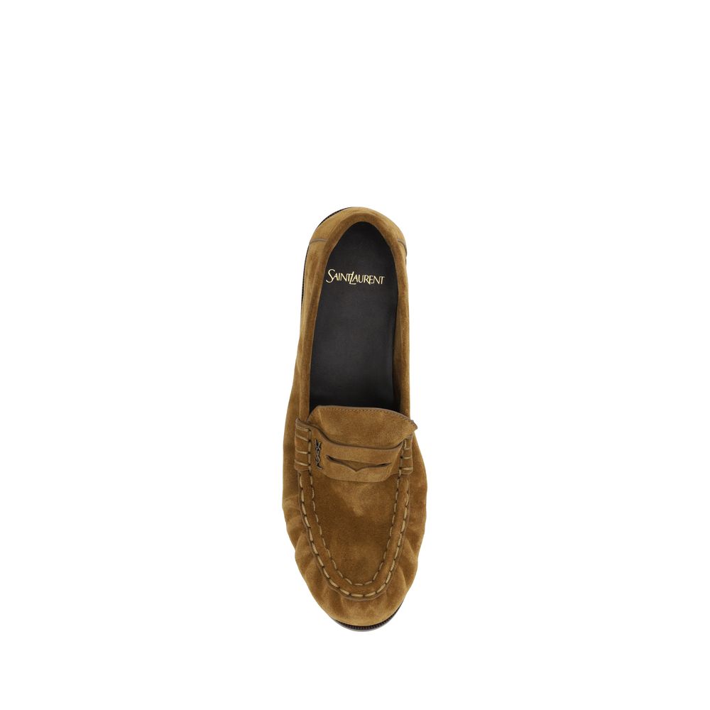 Saint Laurent Brown Calf Leather Bos Taurus Slip-On Men's Loafers