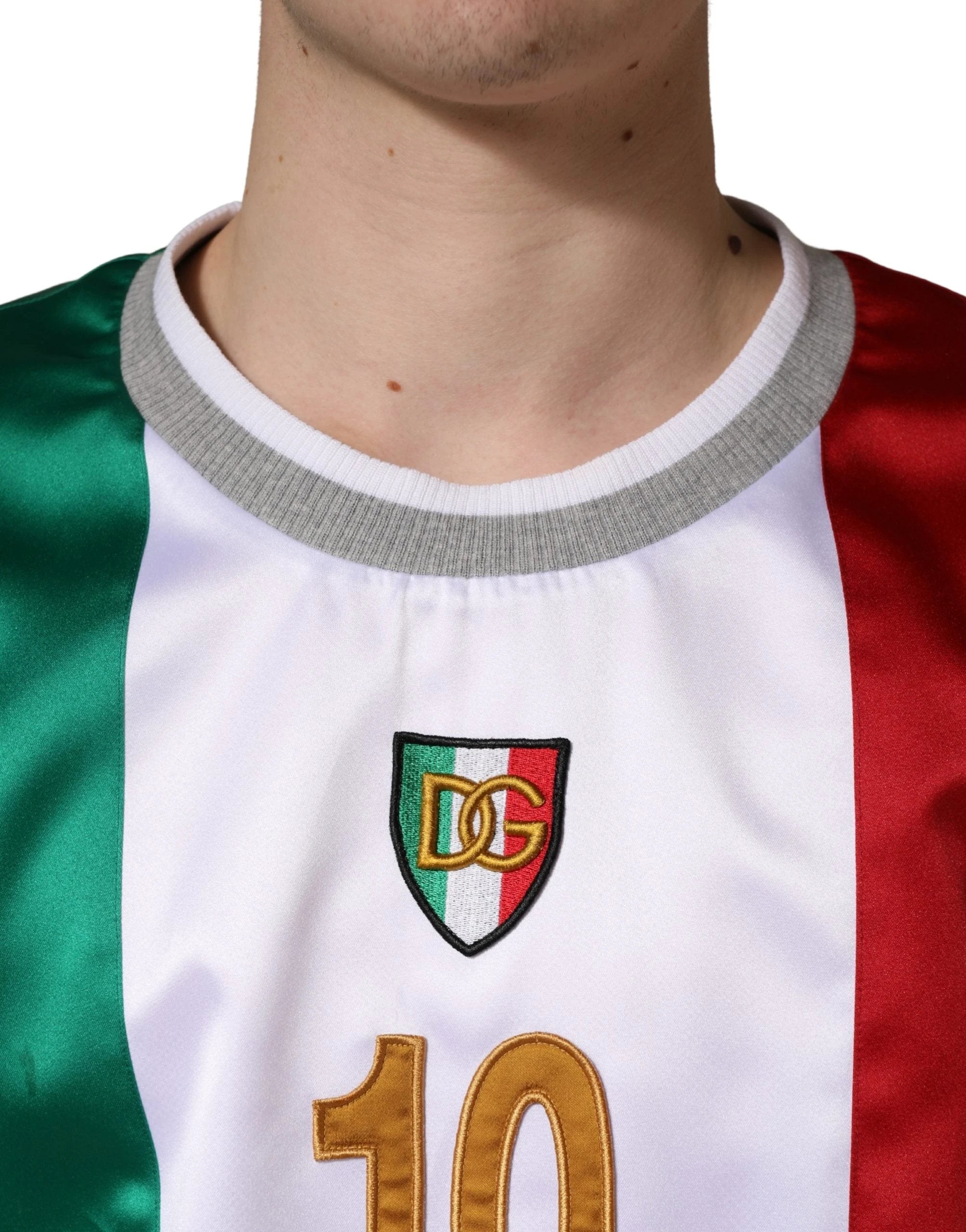Dolce & Gabbana Multicolor Italia DG Logo Satin Tank T-shirt