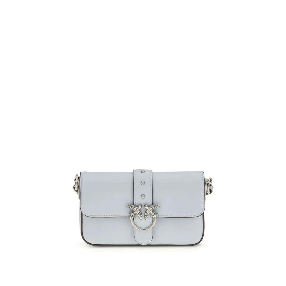PINKO Blue Calf Leather Bos Taurus Shoulder Bag
