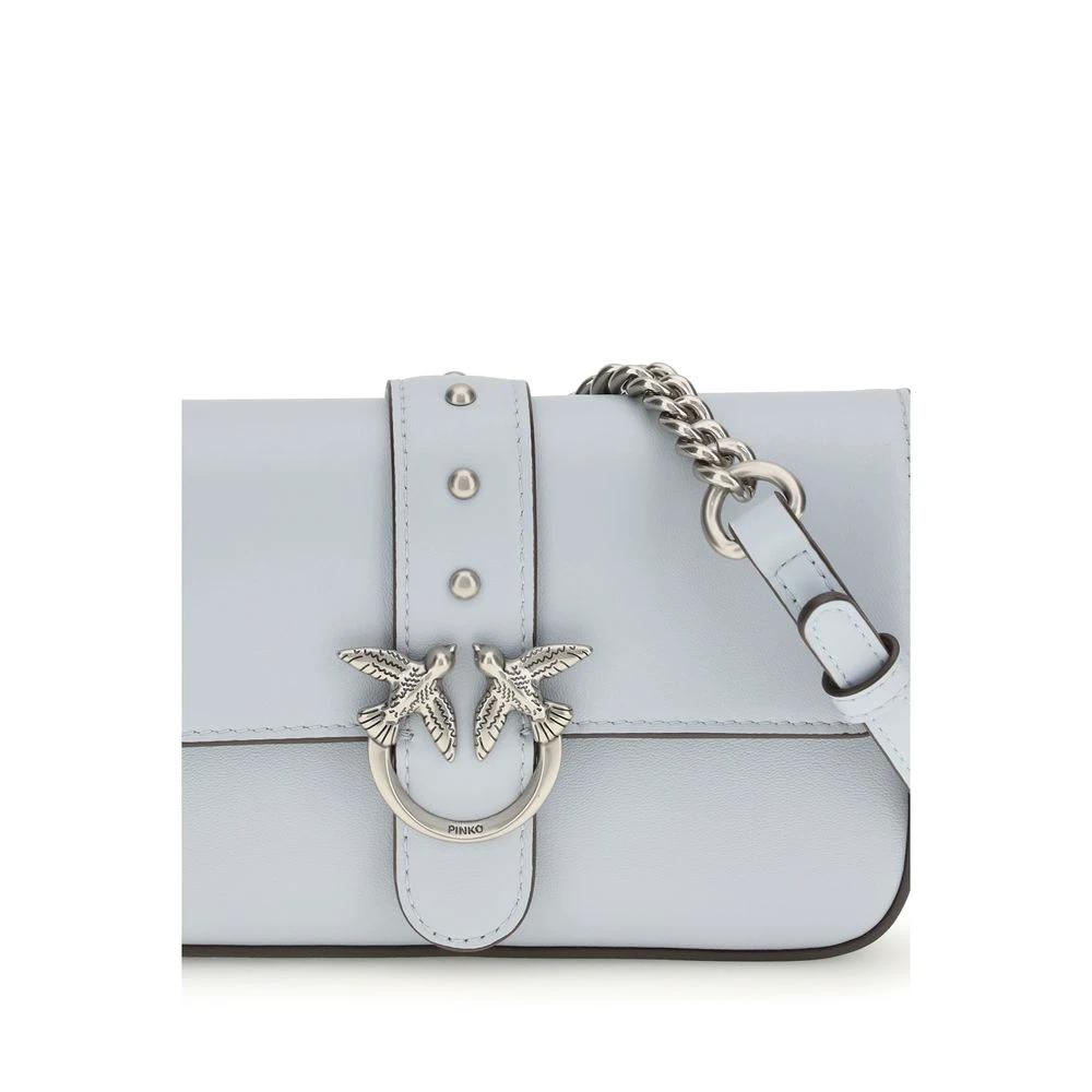 PINKO Blue Calf Leather Bos Taurus Shoulder Bag