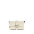 PINKO White Calf Leather Bos Taurus Shoulder Bag