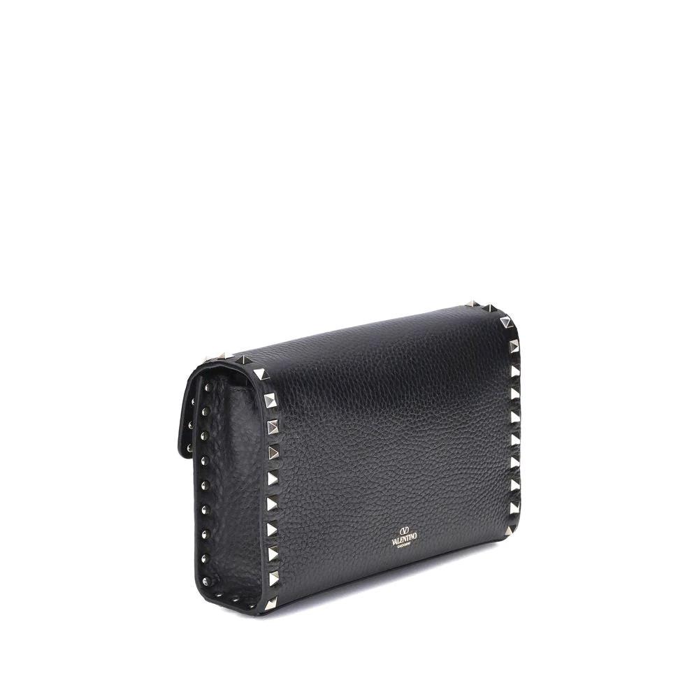 Valentino Garavani Black Calf Leather Bos Taurus Shoulder Bag